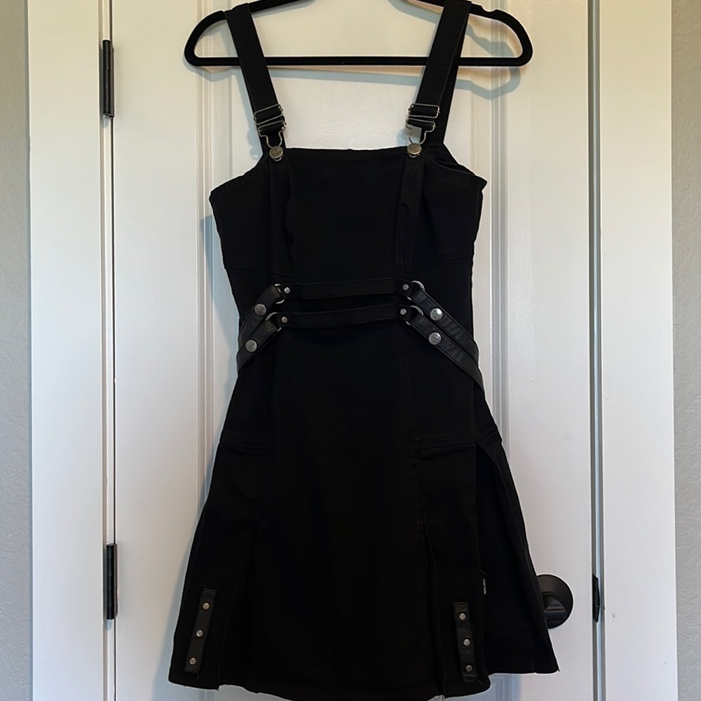 Tripp Nyc Danng Goodman pleated dress with overall straps. Size S.